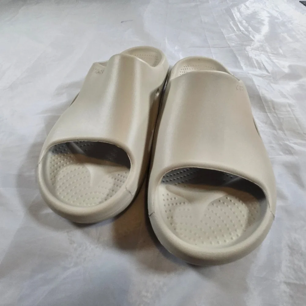 Crocs Mellow Recovery Slide Bone Beige Tan Men 10 Women 12 Comfort Sandals